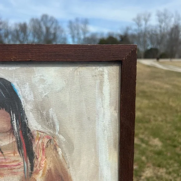 DeGrazia Art Apache Mother Baby Vtg Signed Matted Frame Southwest 12x15 - Picture 5 of 12